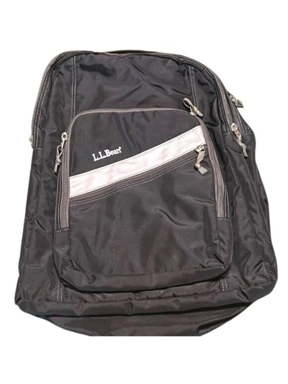 Vintage L.L. Bean Black Nylon Backpack D589 Multiple Compartments Adjustable St